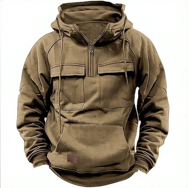 Herren Funktionale Kapuzenpullover mit Praktischen Taschen und Kurzem Reißverschluss Heidi-Mode - Image 10