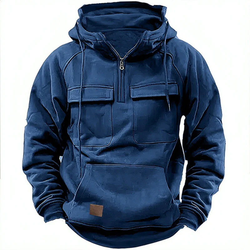 Herren Funktionale Kapuzenpullover mit Praktischen Taschen und Kurzem Reißverschluss Heidi-Mode - Image 13
