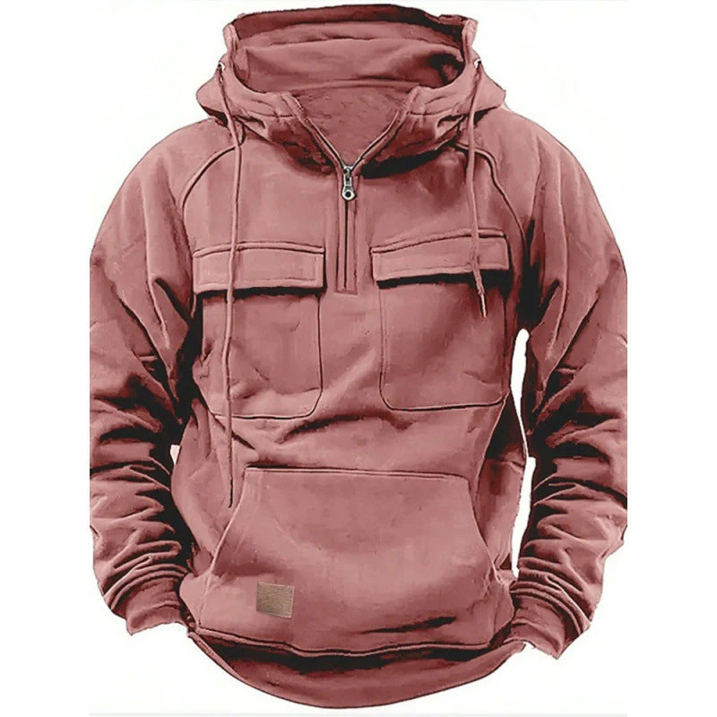 Herren Funktionale Kapuzenpullover mit Praktischen Taschen und Kurzem Reißverschluss Heidi-Mode - Image 6