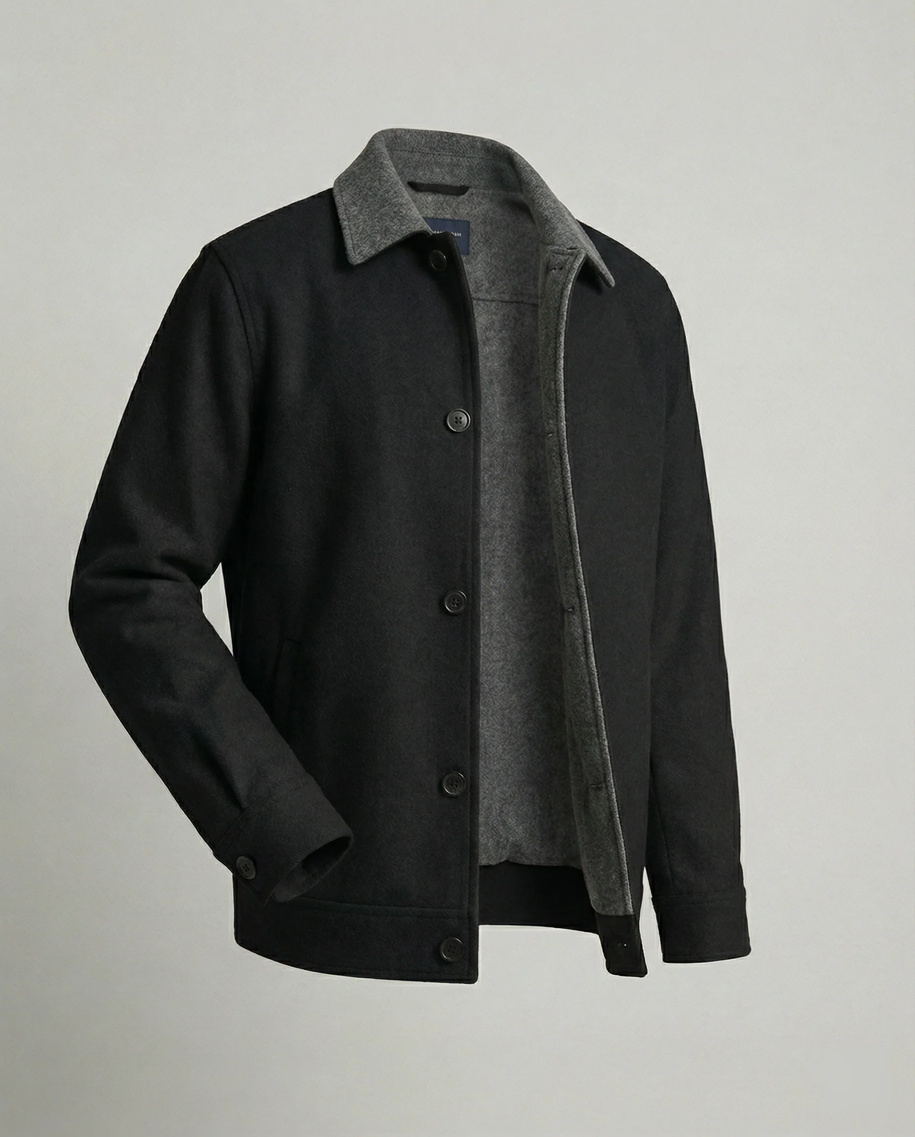 Herren geradliniger Wollmix-Hemdblouson mit Kontrastfutter und verdeckten Eingrifftaschen Heidi-Mode - Image 6