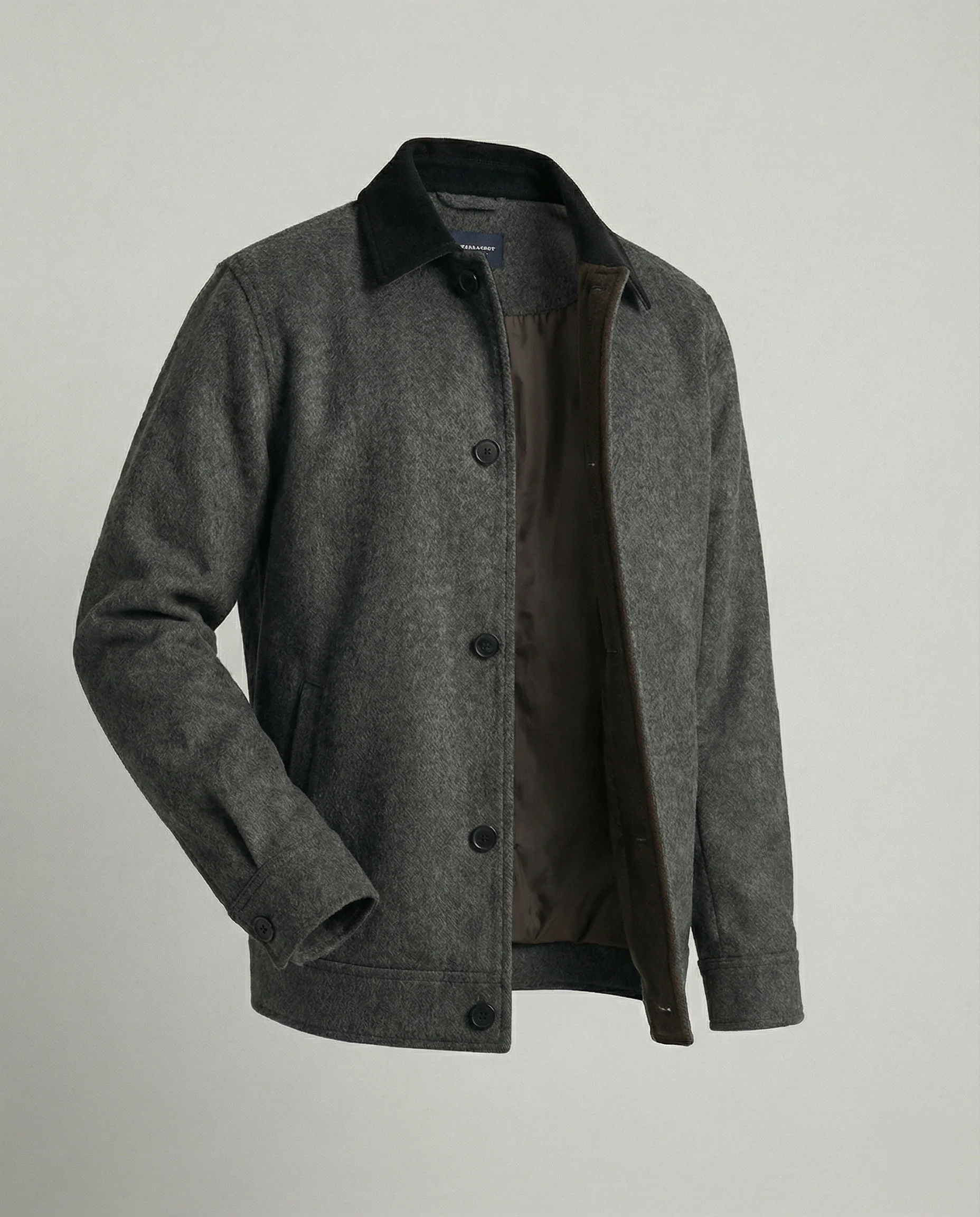 Herren geradliniger Wollmix-Hemdblouson mit Kontrastfutter und verdeckten Eingrifftaschen Heidi-Mode - Image 7