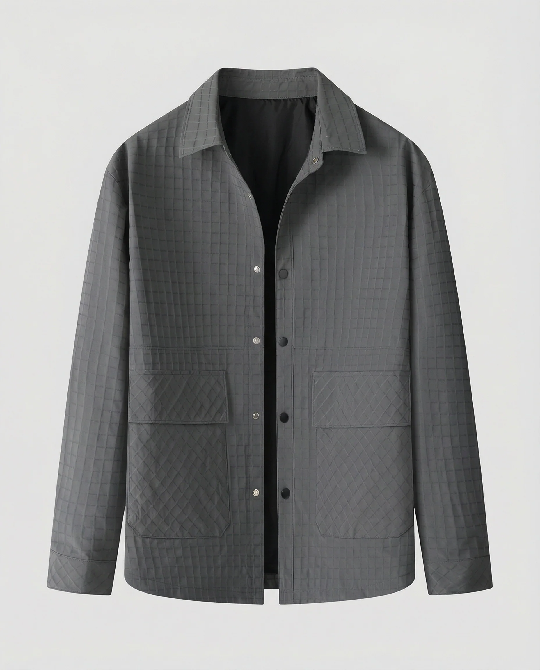 Herren gesteppte Hemdjacke mit Karosteppung Druckknopfleiste und aufgesetzten Pattentaschen Heidi-Mode - Image 5