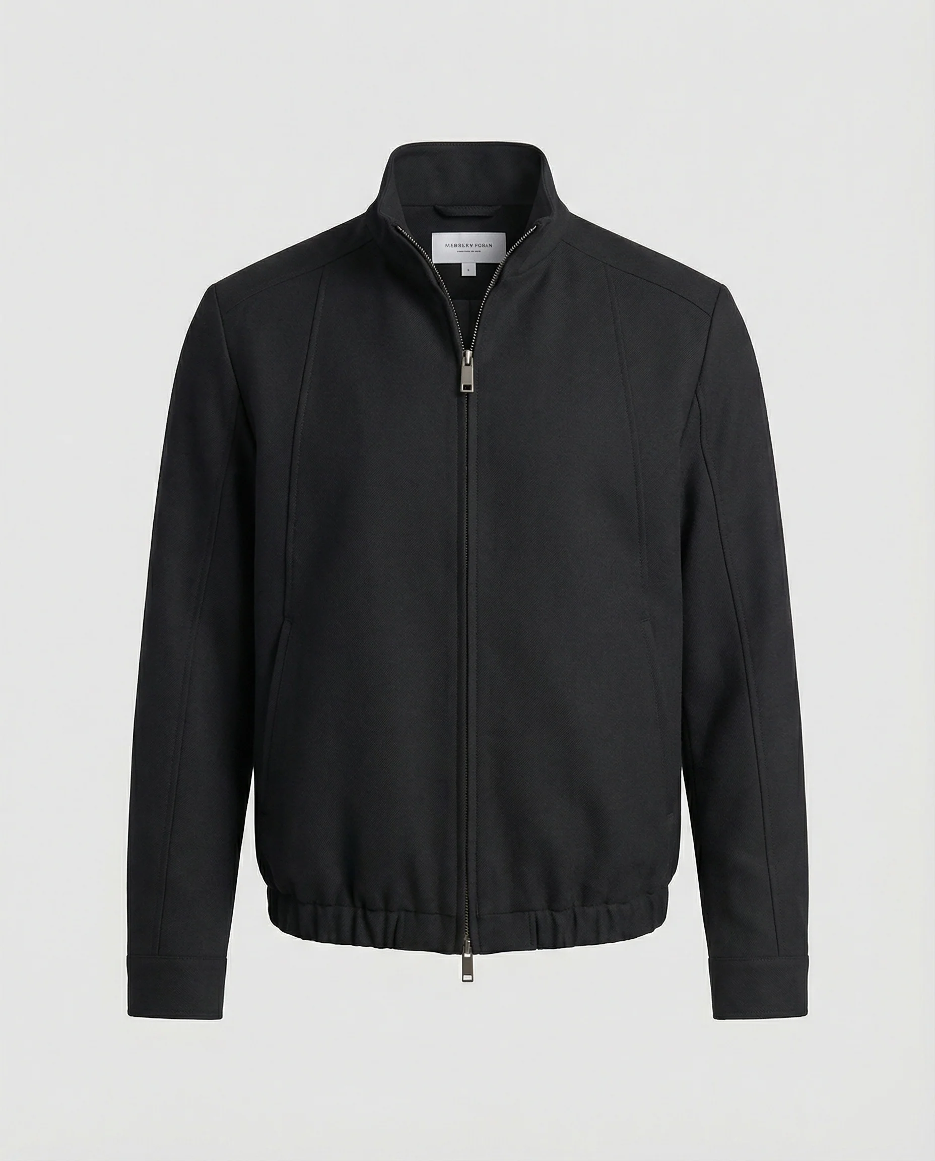 Herren Harrington Jacke Schwarz Deconstructed Silhouette Stehkragen Frühling - Image 5