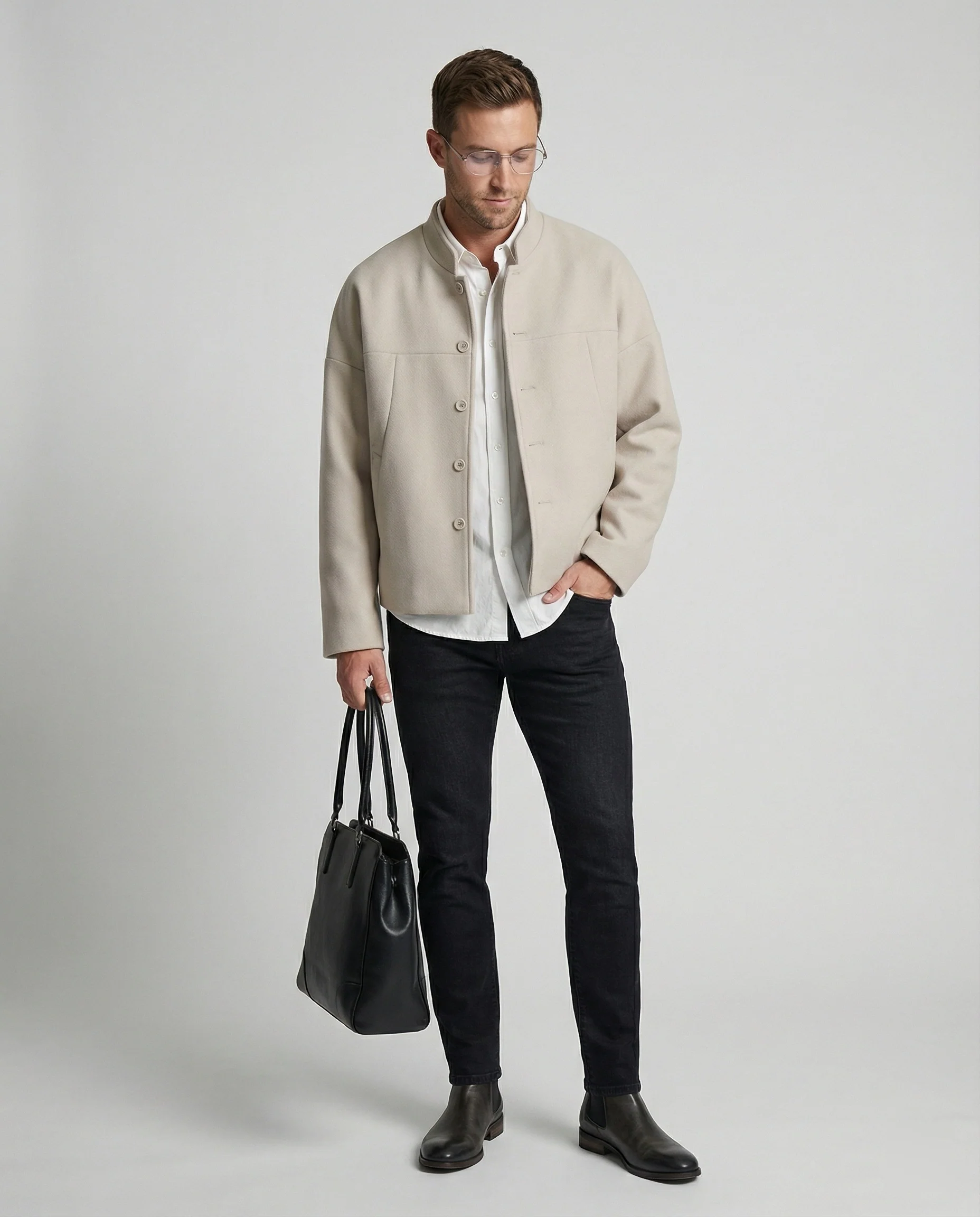 Herren Jacke im Neo-Chinese Style Stehkragen Herbst Freizeit - Image 3