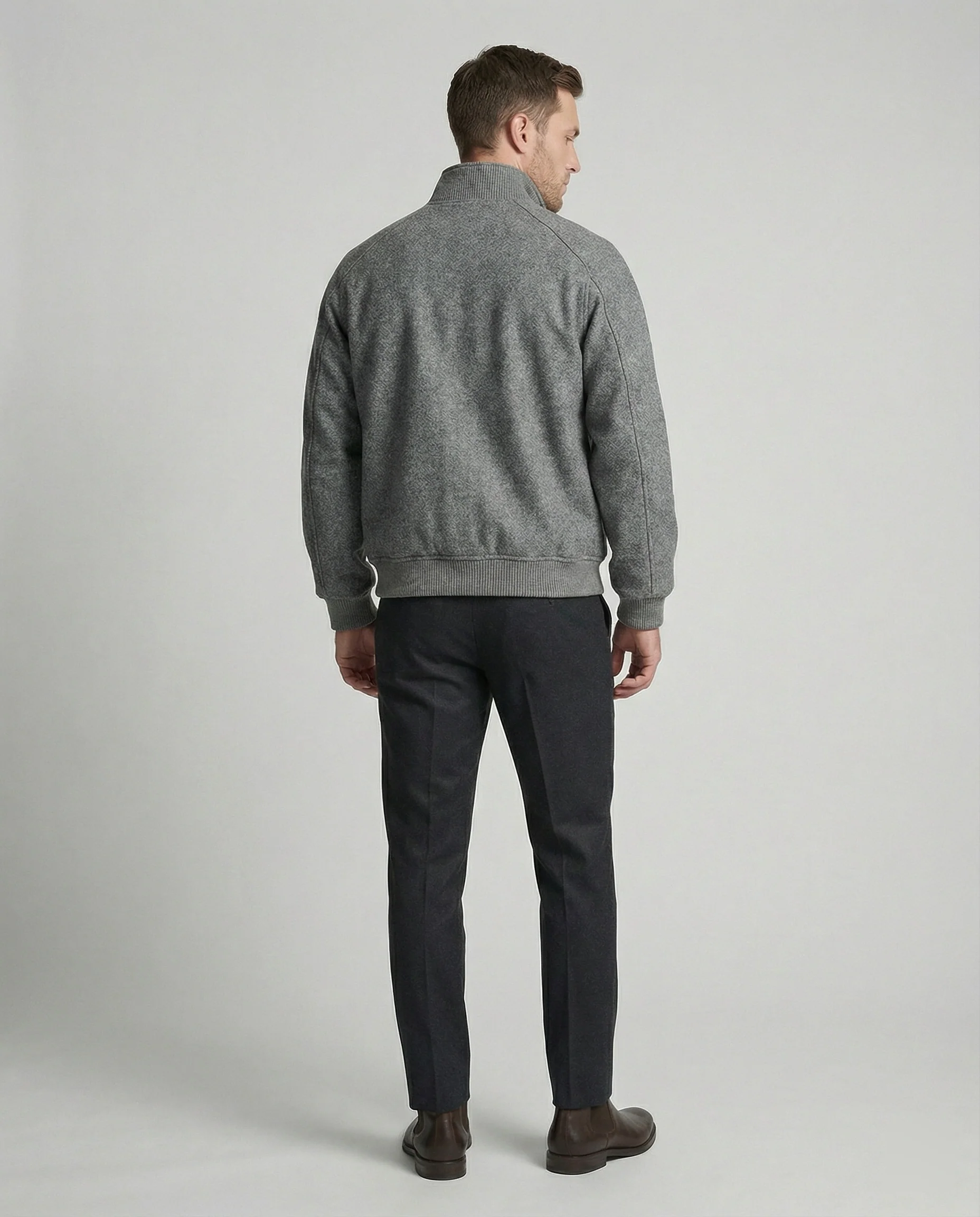 Herren kastig geschnittene Wollmix-Zipjacke mit Stehkragen Raglanärmeln und Rippbündchen Heidi-Mode - Image 4