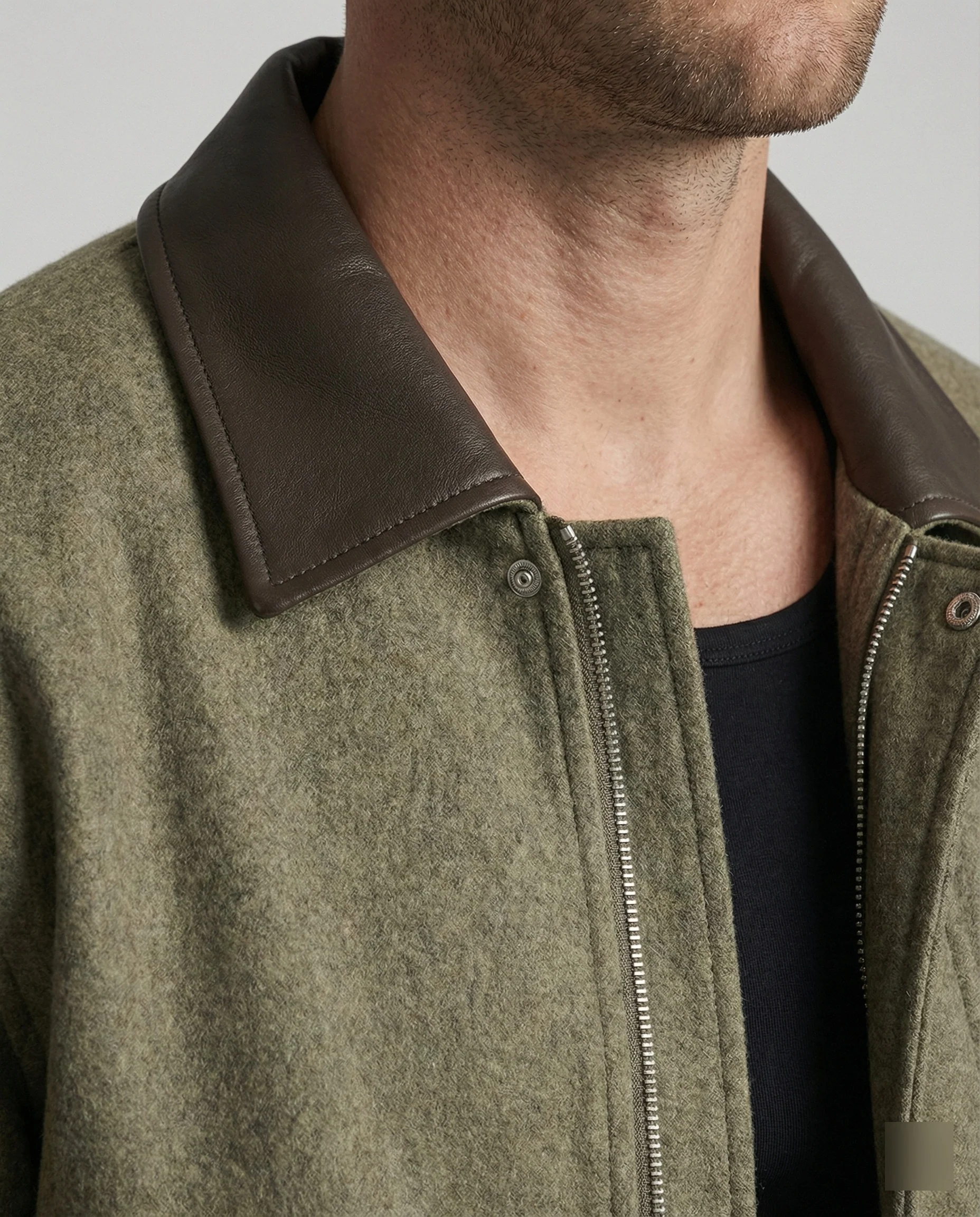 Herren kastig geschnittener Wollmix-Blouson mit Kunstlederkragen, Reißverschluss und Brusttasche mit Reißverschluss Heidi-Mode - Image 2