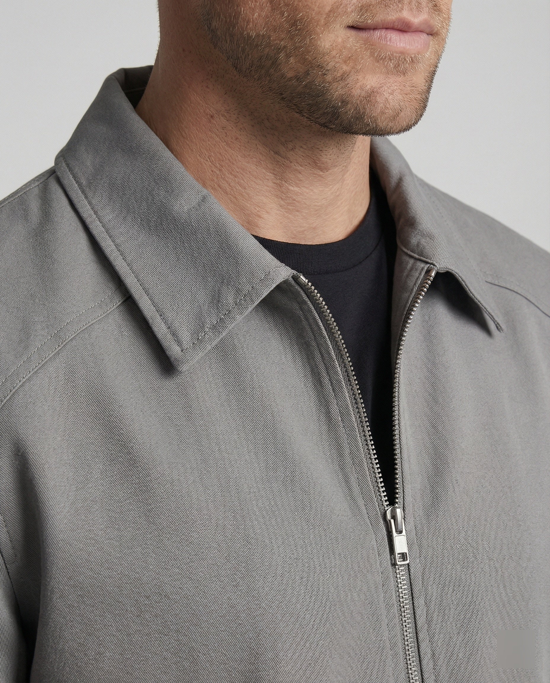 Herren kastige Zip-Jacke mit Hemdkragen und minimalistischen Teilungsnähten Heidi-Mode - Image 2