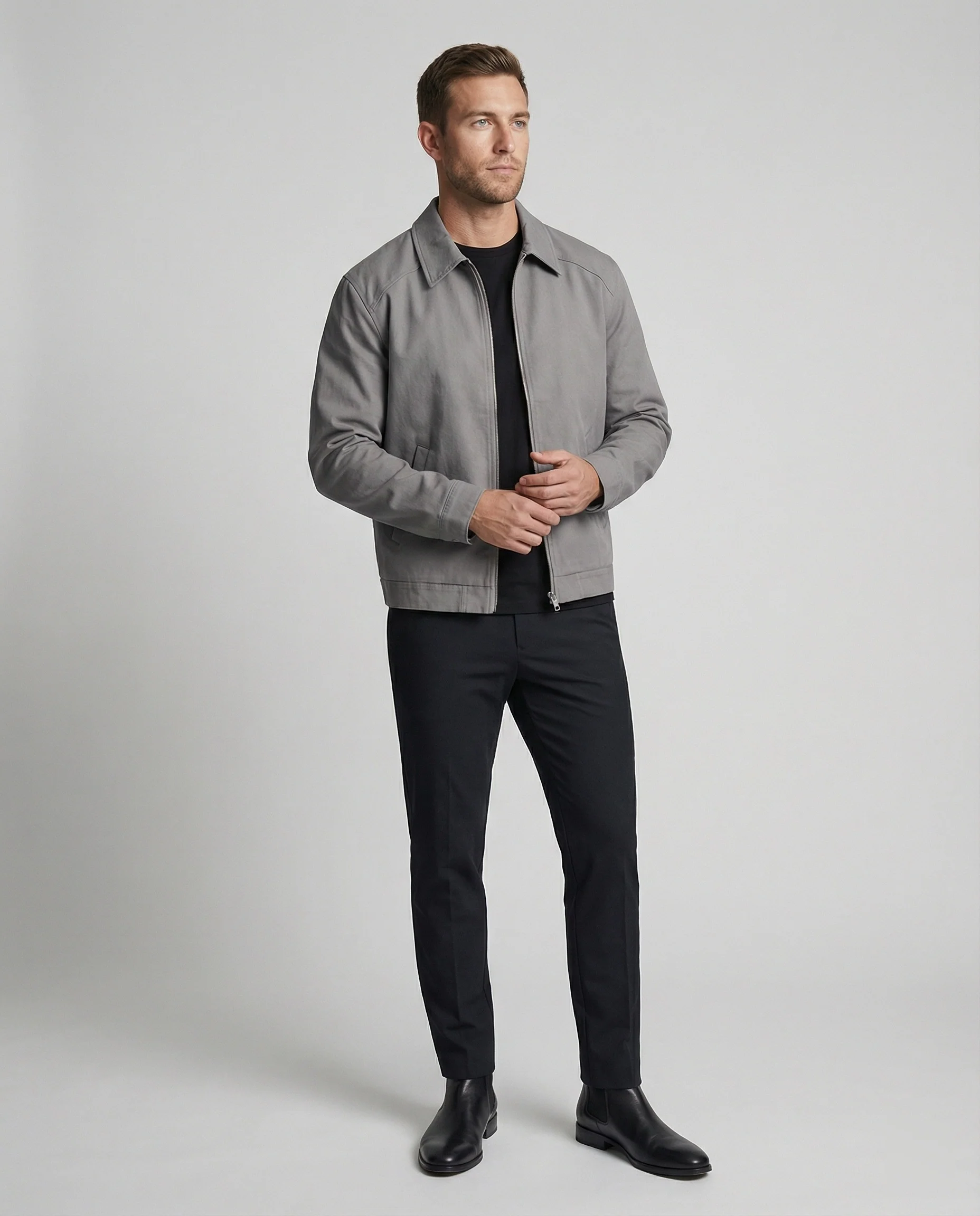Herren kastige Zip-Jacke mit Hemdkragen und minimalistischen Teilungsnähten Heidi-Mode - Image 3