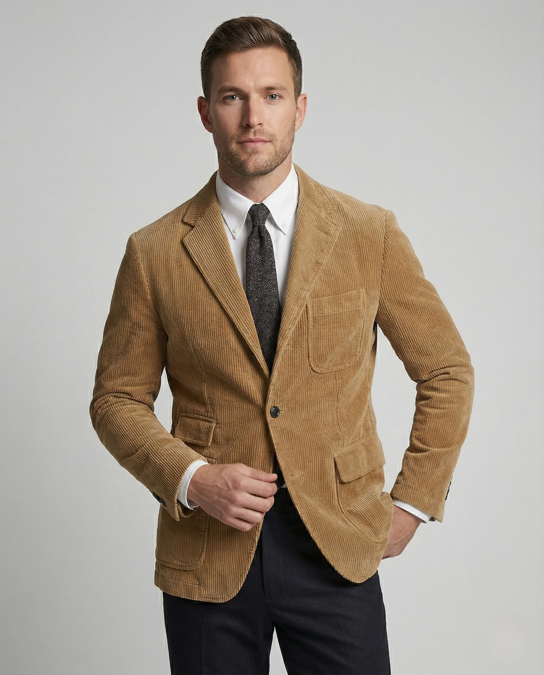 Herren Kordjacke mit aufgesetzten Taschen und klassischem Schnitt - Image 2