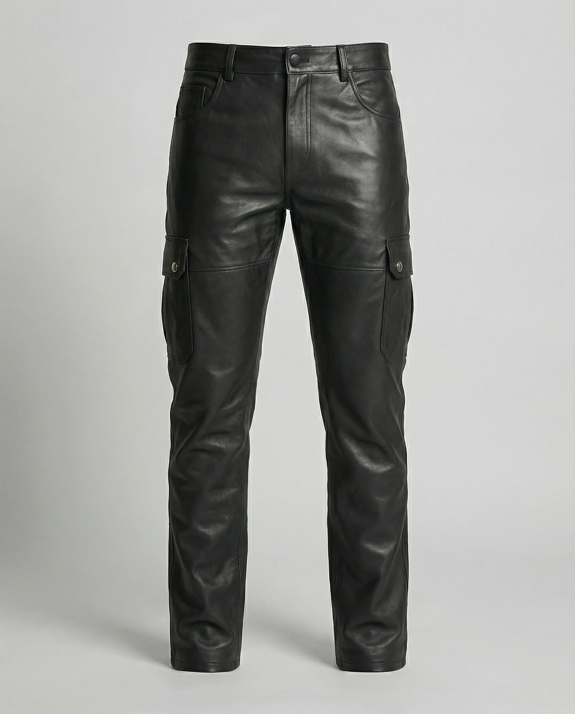Herren Kunstleder Cargo-Hose mit modernen Details - Image 4