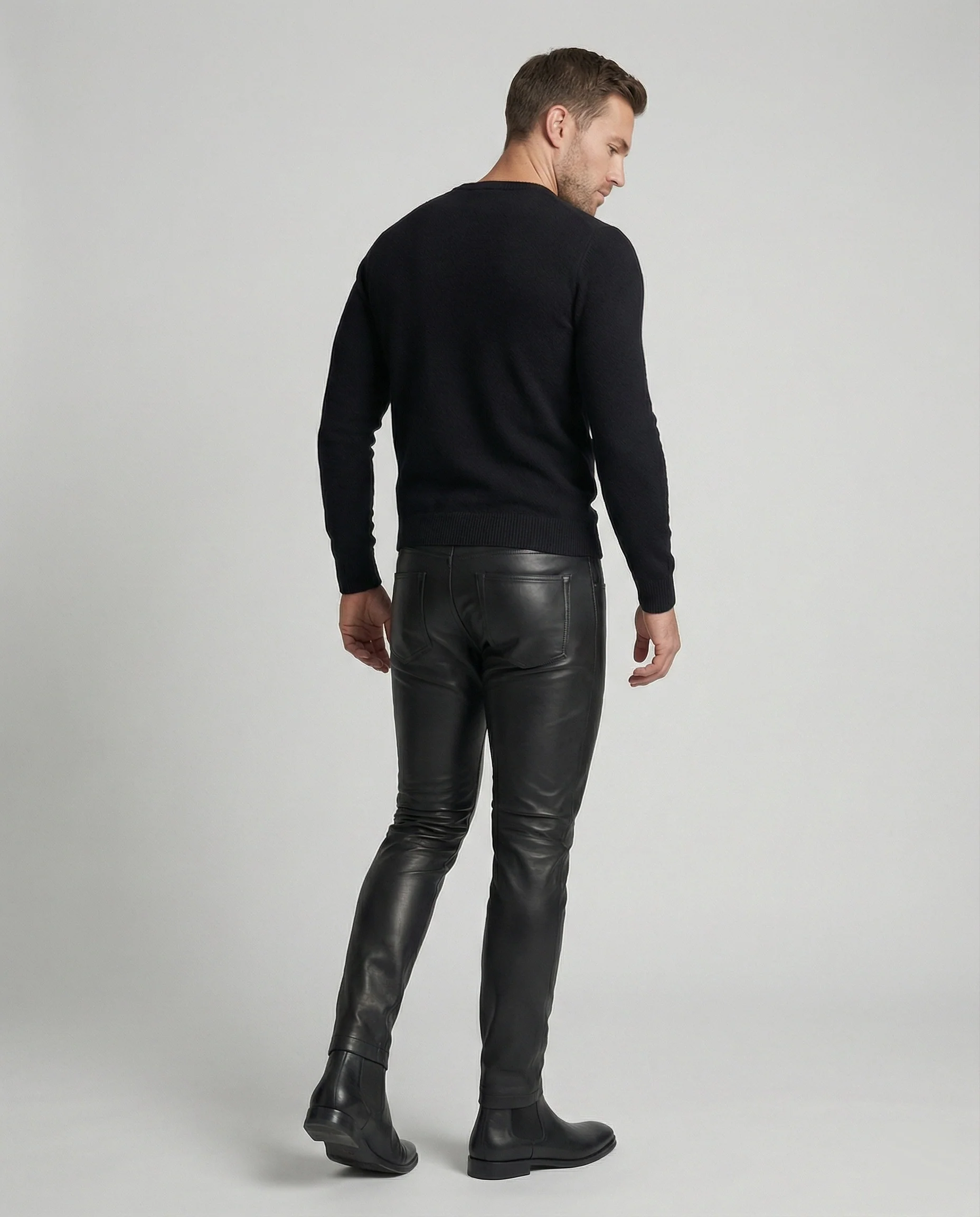 Herren Kunstleder Hose Slim Fit - Image 3