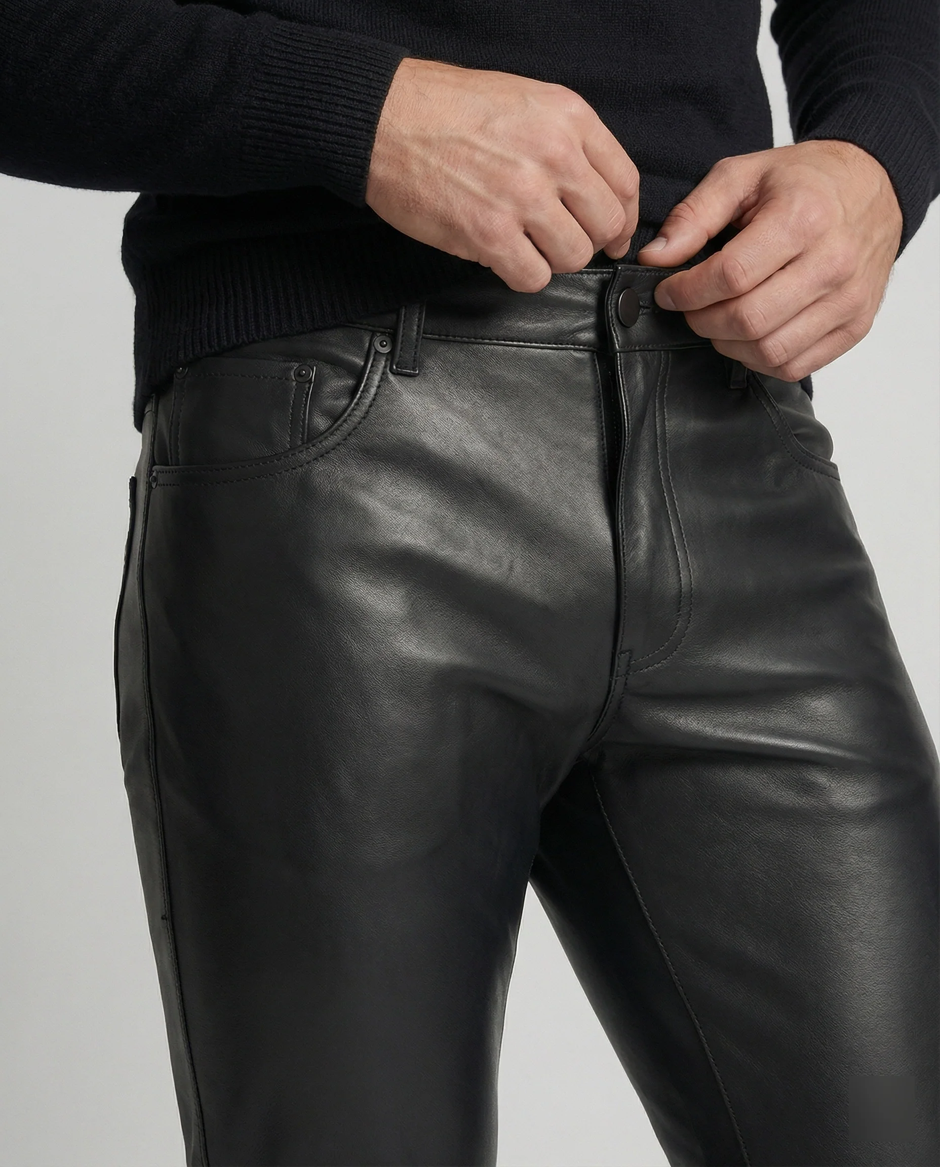 Herren Kunstleder Hose Slim Fit - Image 4