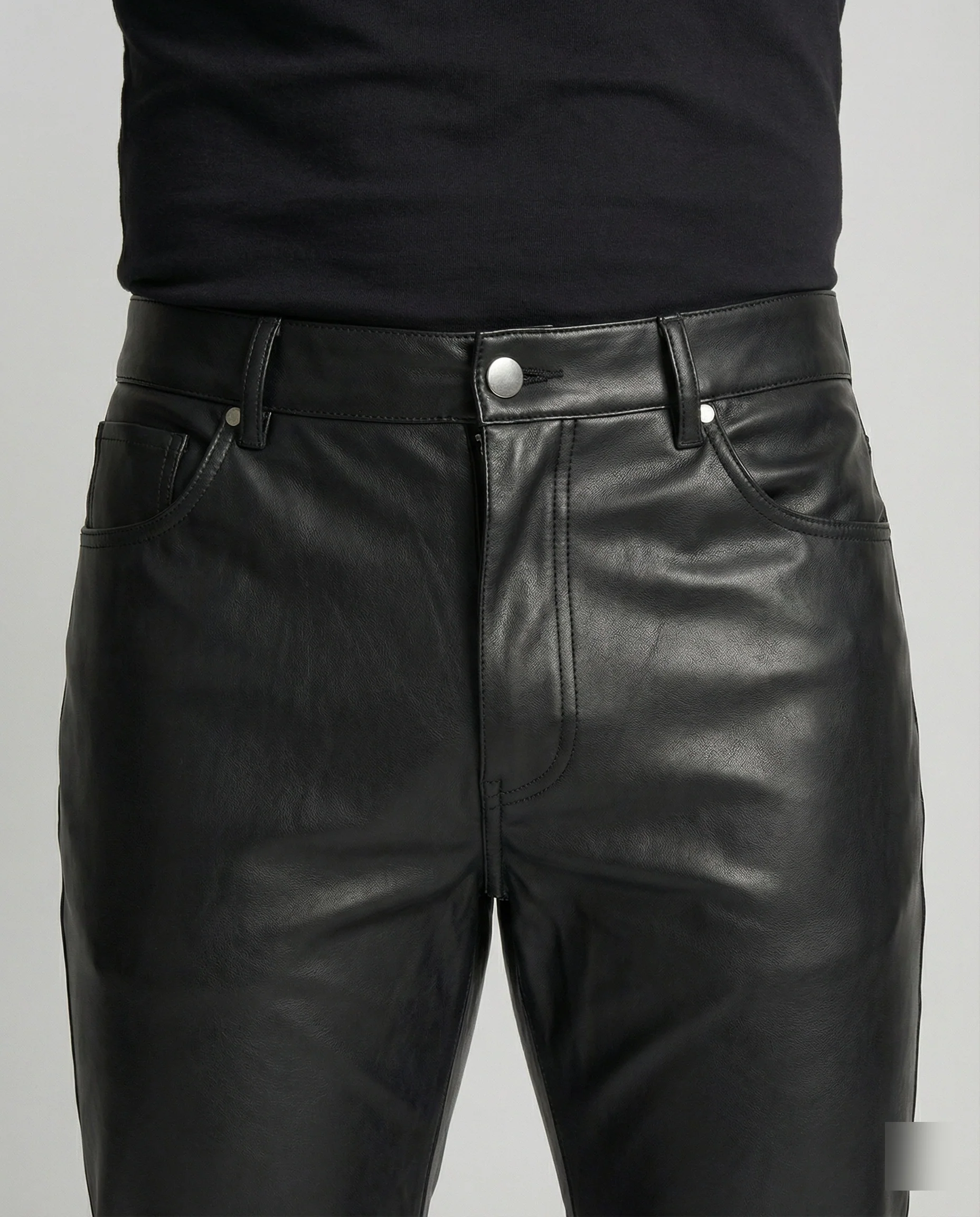 Herren Kunstleder Hose Slim Fit mit Taschen - Image 4