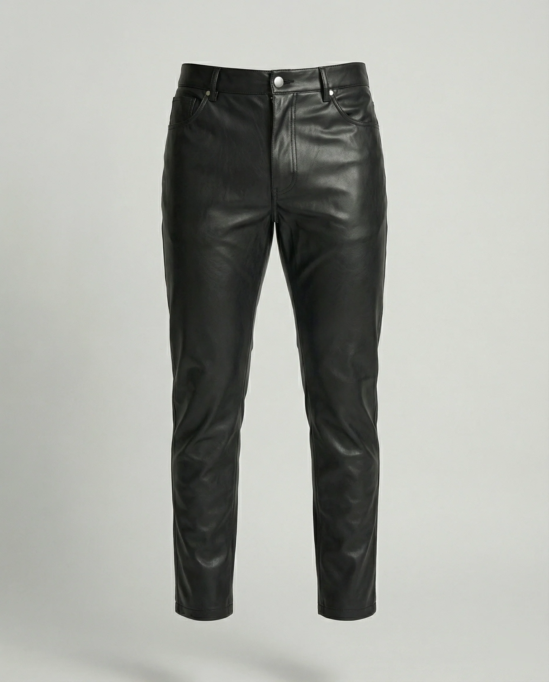 Herren Kunstleder Hose Slim Fit mit Taschen - Image 5