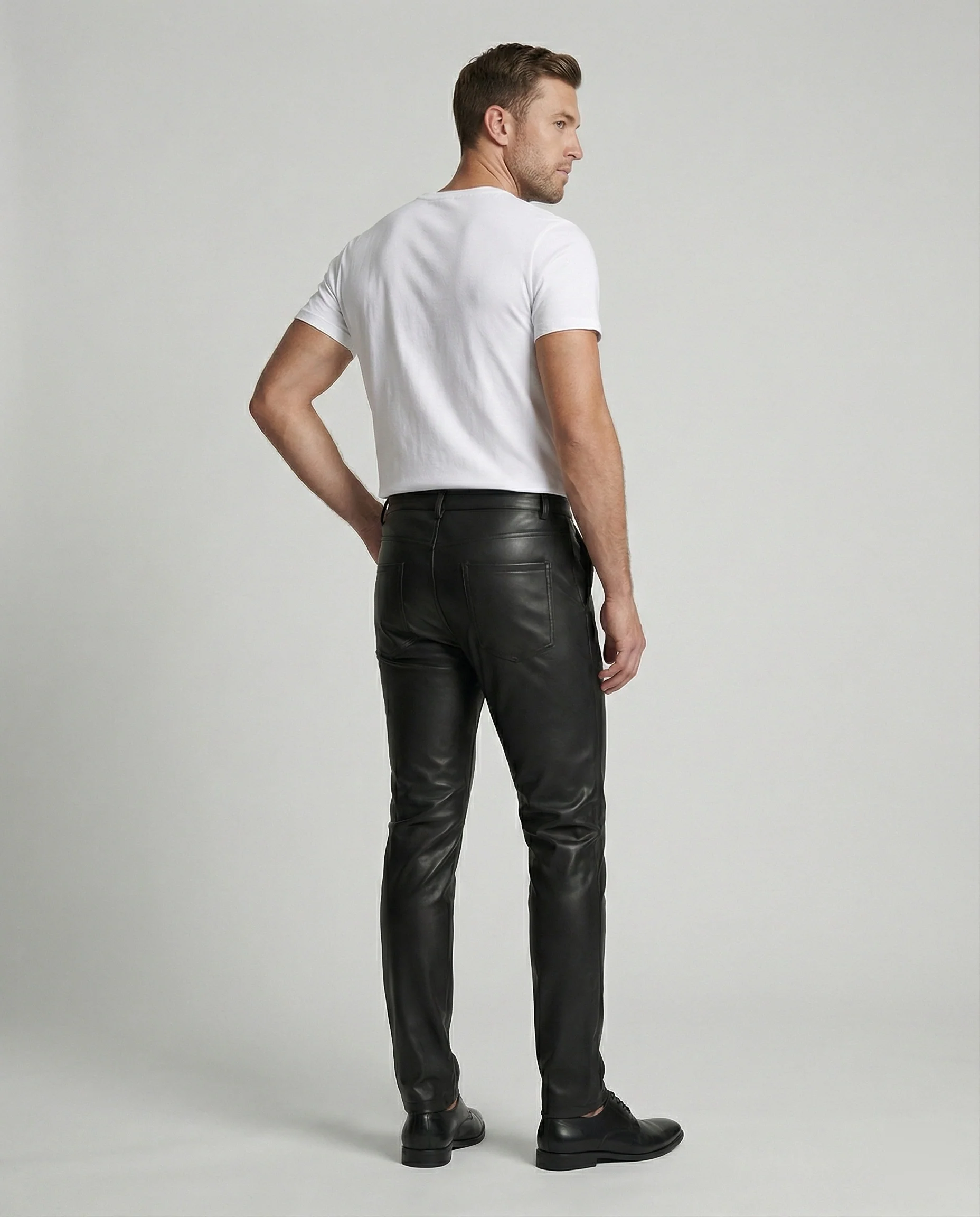 Herren Kunstleder Hose schmal geschnitten - Image 3