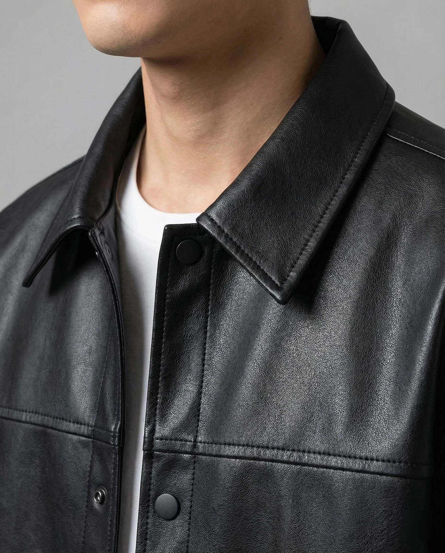 Herren Klassische Kunstlederjacke mit Taschen - Image 4