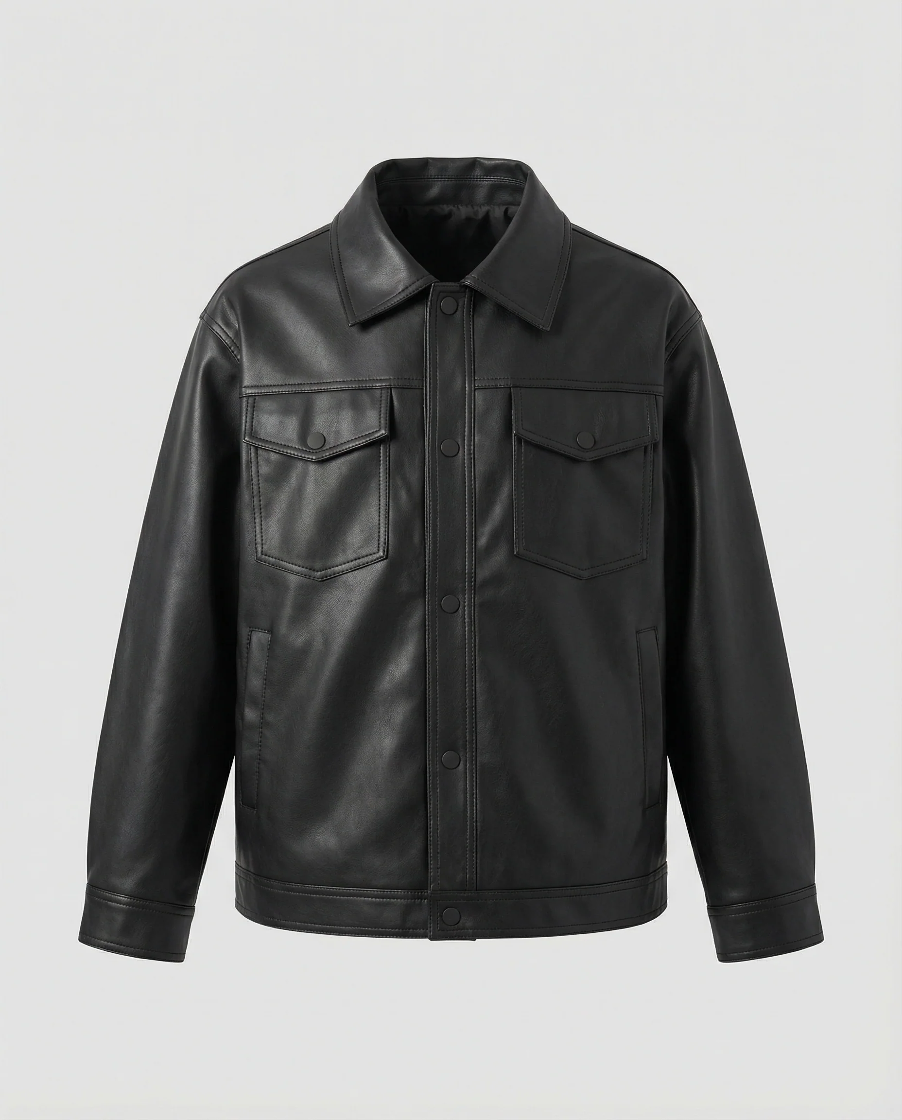 Herren Klassische Kunstlederjacke mit Taschen - Image 5