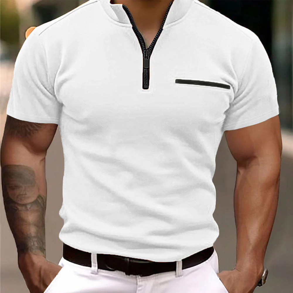 Herren Kurzarm Shirt mit Modischem Reißverschluss Heidi-Mode - Image 3