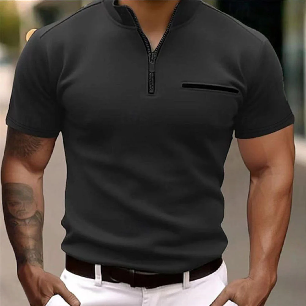 Herren Kurzarm Shirt mit Modischem Reißverschluss Heidi-Mode - Image 4