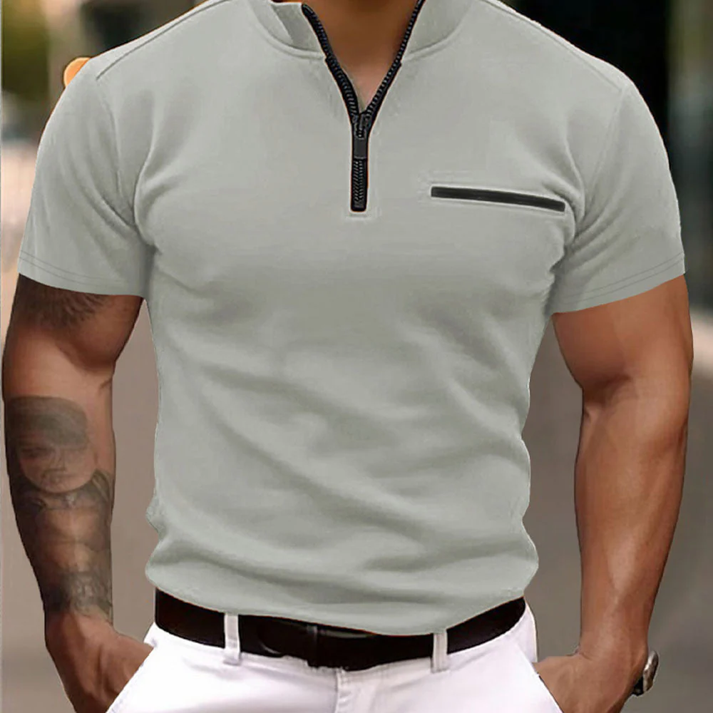 Herren Kurzarm Shirt mit Modischem Reißverschluss Heidi-Mode - Image 6