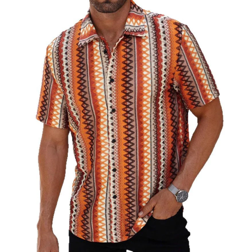 Herren Kurzarmhemd mit Buntem Ethno-Muster Heidi-Mode - Image 5