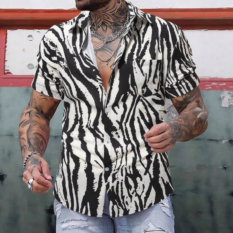 Herren Kurzarmhemd mit Modernem Animal-Print und Lockerer Passform Heidi-Mode - Image 4