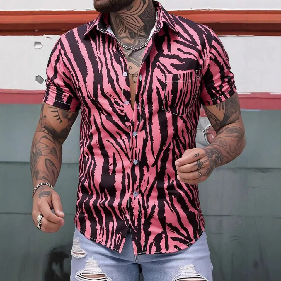 Herren Kurzarmhemd mit Modernem Animal-Print und Lockerer Passform Heidi-Mode - Image 5