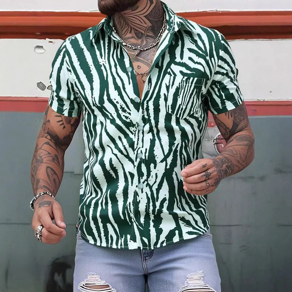 Herren Kurzarmhemd mit Modernem Animal-Print und Lockerer Passform Heidi-Mode - Image 6