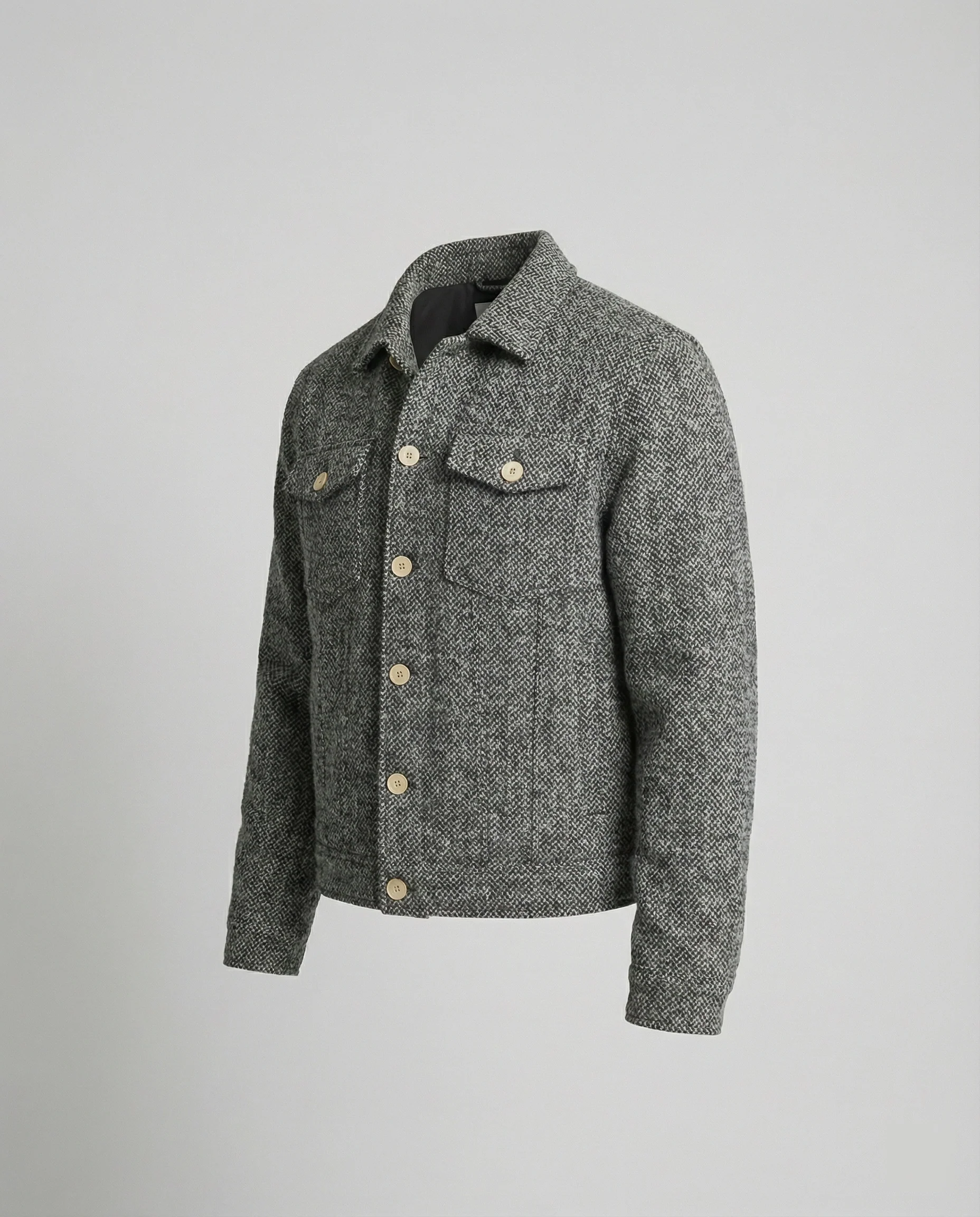 Herren kurzer Bouclé Blouson mit kastiger Silhouette Pattentaschen und Rippbündchen Heidi-Mode - Image 5