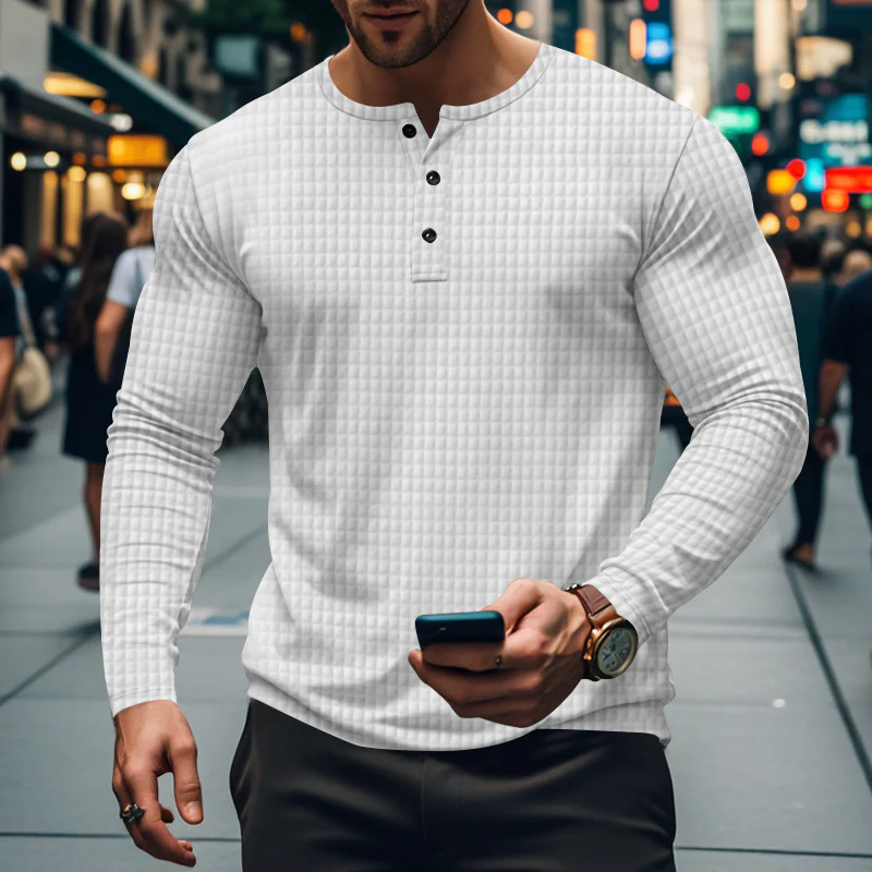 Herren Langarm-Hemd mit knopfbarem Kragen und strukturiertem Design Heidi-Mode - Image 11
