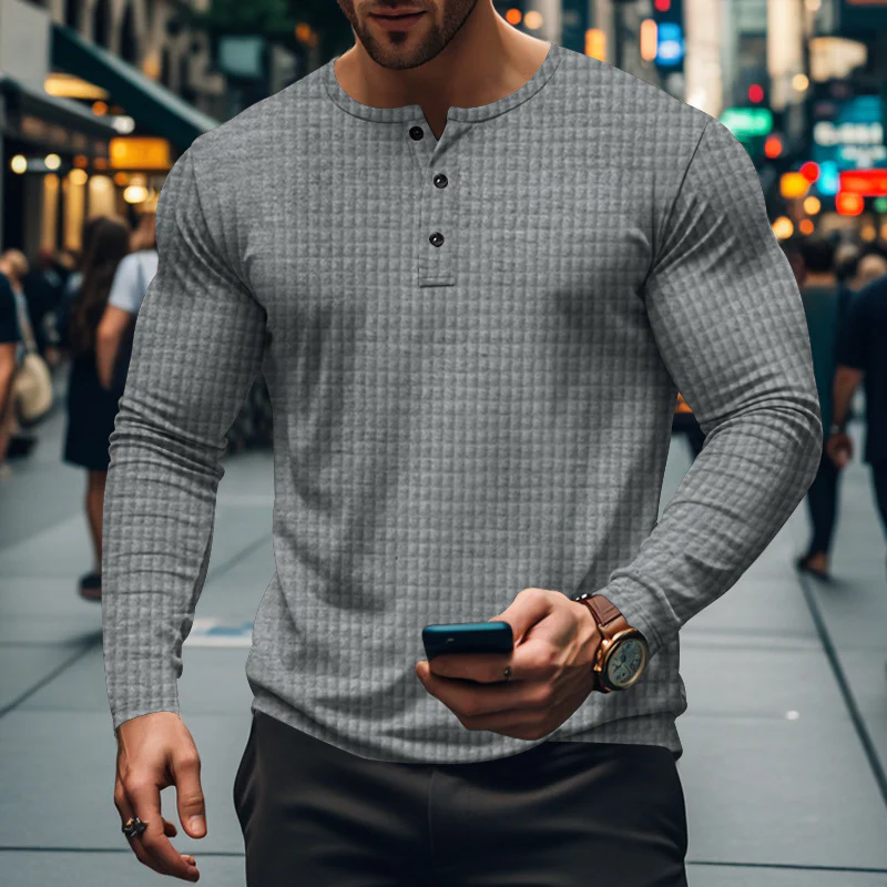 Herren Langarm-Hemd mit knopfbarem Kragen und strukturiertem Design Heidi-Mode - Image 12