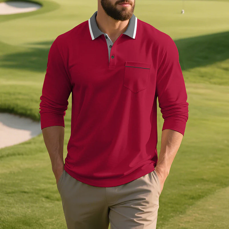 Herren Langarm Polo-Shirt aus atmungsaktivem Stoff mit modernem Kragen Heidi-Mode - Image 12