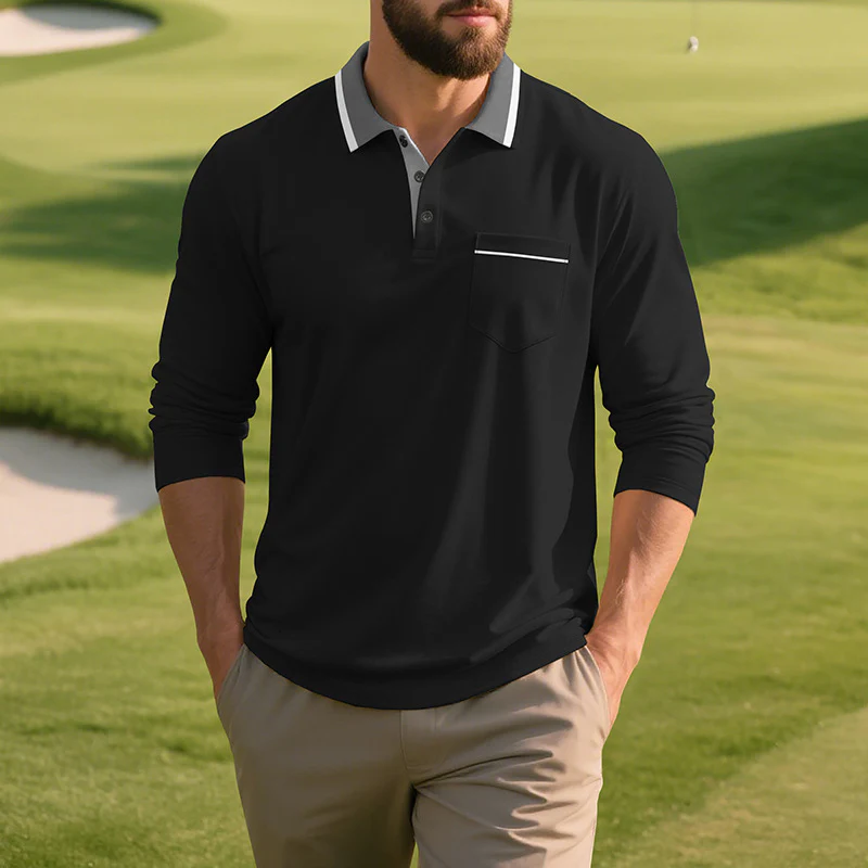 Herren Langarm Polo-Shirt aus atmungsaktivem Stoff mit modernem Kragen Heidi-Mode - Image 13