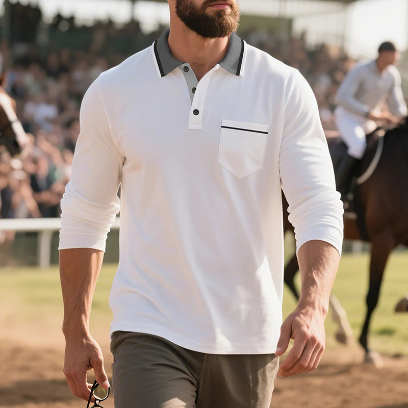 Herren Langarm Polo-Shirt aus atmungsaktivem Stoff mit modernem Kragen Heidi-Mode - Image 2