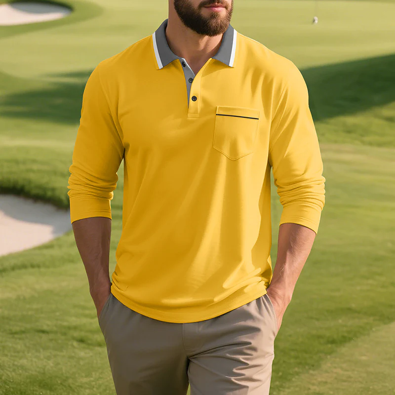 Herren Langarm Polo-Shirt aus atmungsaktivem Stoff mit modernem Kragen Heidi-Mode - Image 5