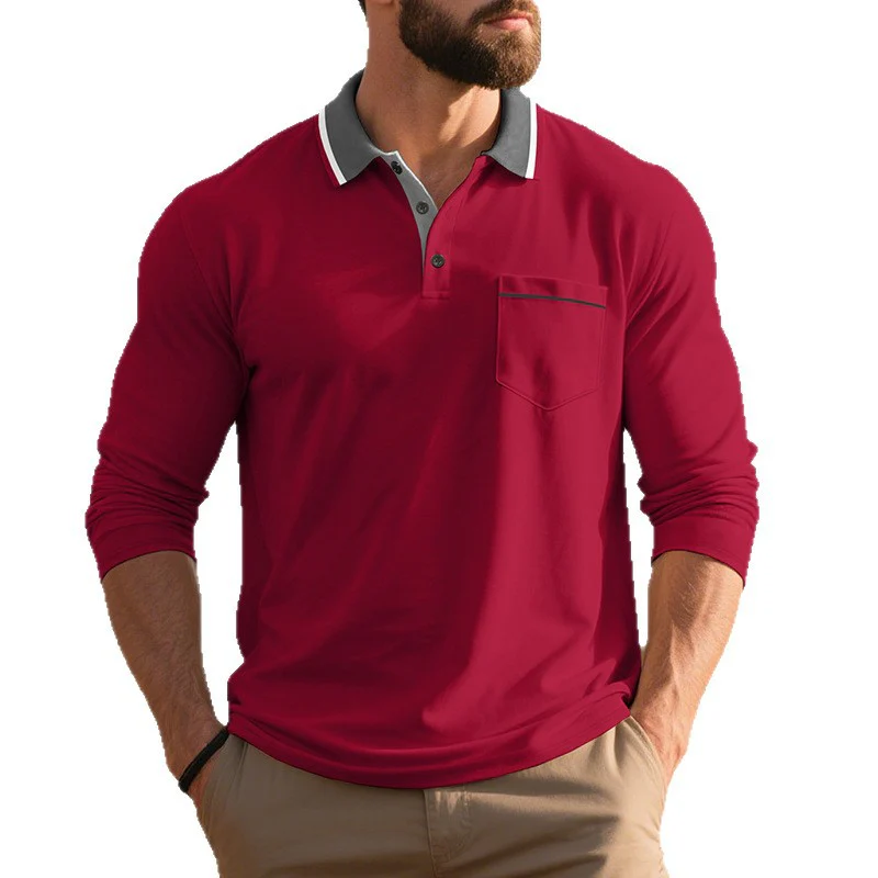 Herren Langarm Polo-Shirt aus atmungsaktivem Stoff mit modernem Kragen Heidi-Mode - Image 9