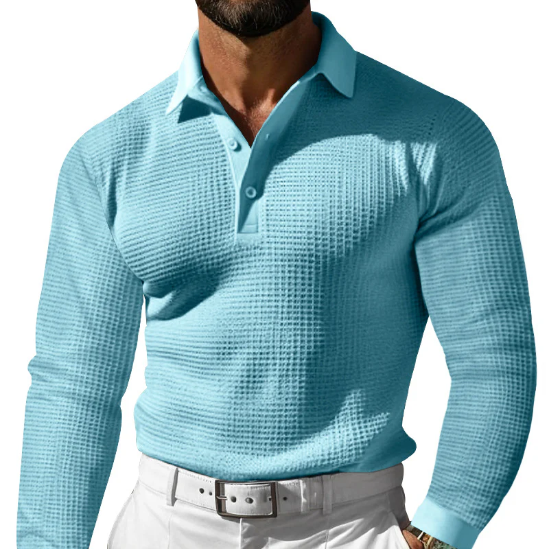 Herren Langarm Polohemd mit strukturiertem Design und klassischem Kragen Heidi-Mode - Image 11