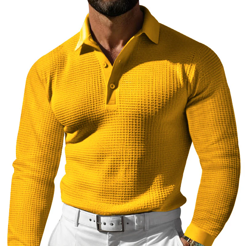 Herren Langarm Polohemd mit strukturiertem Design und klassischem Kragen Heidi-Mode - Image 3