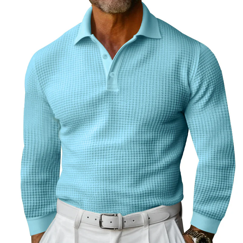 Herren Langarm Polohemd mit strukturiertem Design und klassischem Kragen Heidi-Mode - Image 4