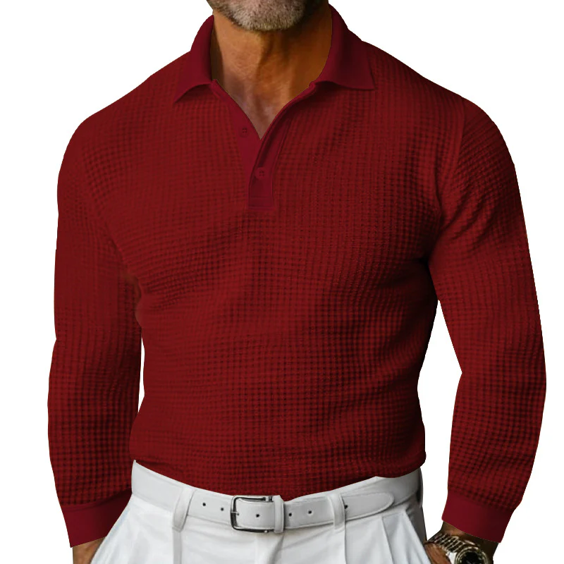 Herren Langarm Polohemd mit strukturiertem Design und klassischem Kragen Heidi-Mode - Image 6