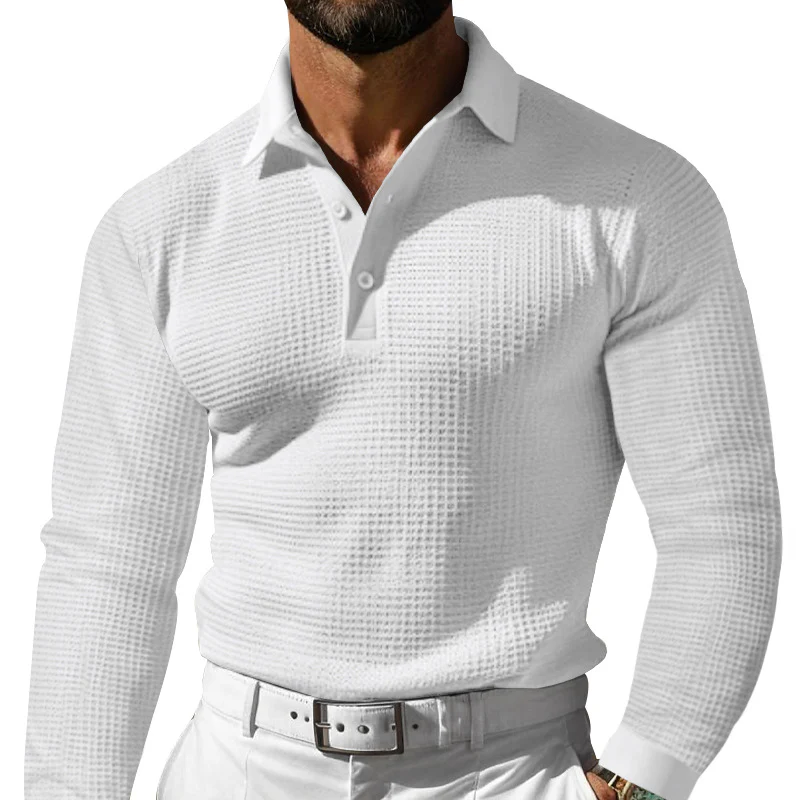 Herren Langarm Polohemd mit strukturiertem Design und klassischem Kragen Heidi-Mode - Image 9