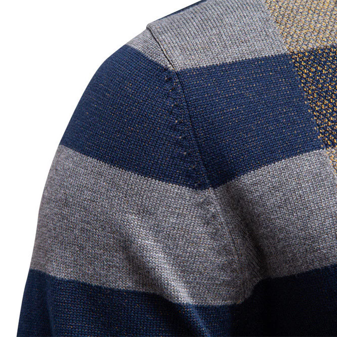 Herren Langarm Pullover mit modernem Karo-Muster und weichem Strick Heidi-Mode - Image 3