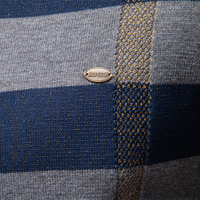 Herren Langarm Pullover mit modernem Karo-Muster und weichem Strick Heidi-Mode - Image 4