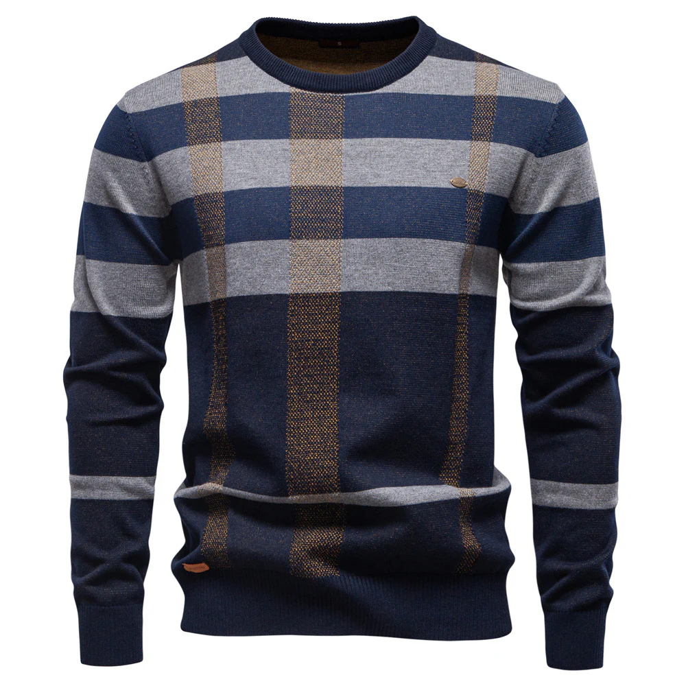 Herren Langarm Pullover mit modernem Karo-Muster und weichem Strick Heidi-Mode - Image 5