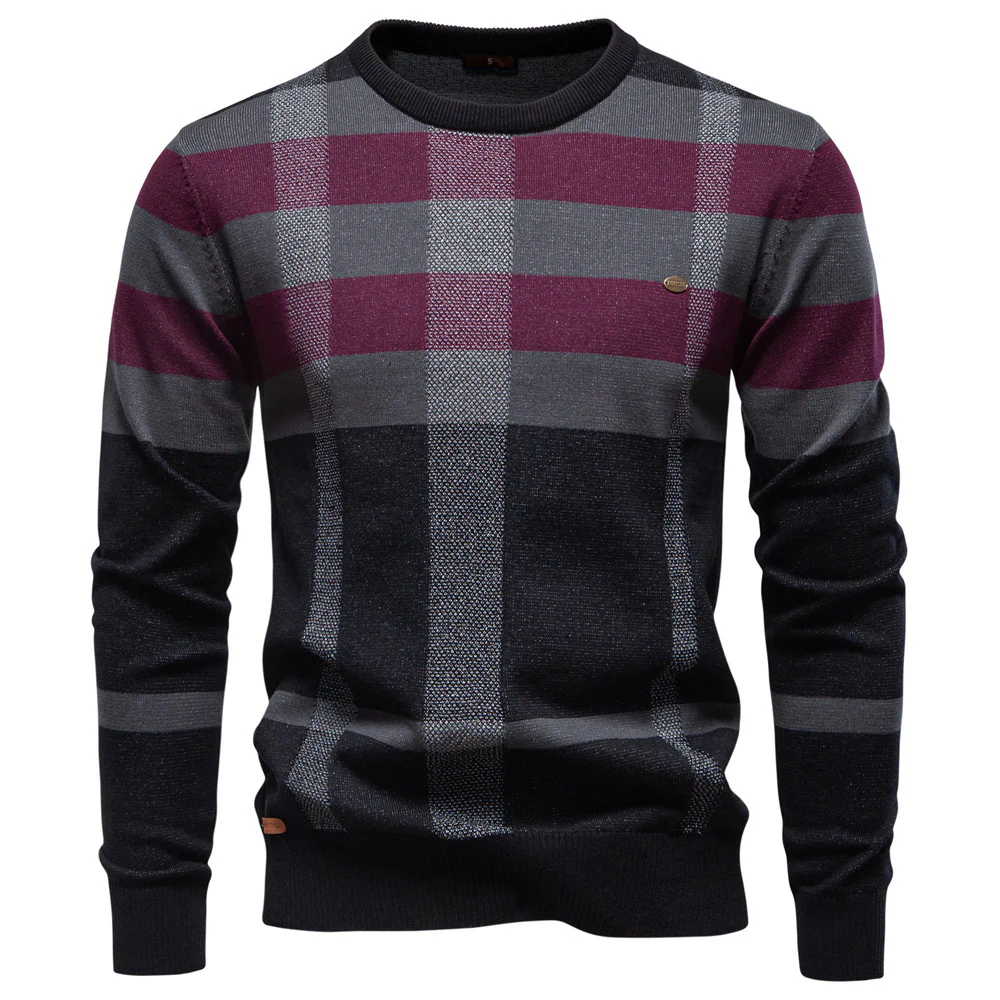 Herren Langarm Pullover mit modernem Karo-Muster und weichem Strick Heidi-Mode - Image 7