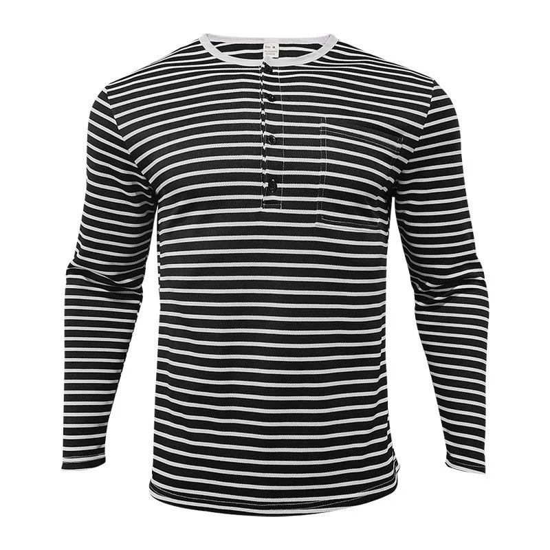 Herren Langarmshirt mit gestreiftem Design und Knopfleiste Heidi-Mode - Image 6