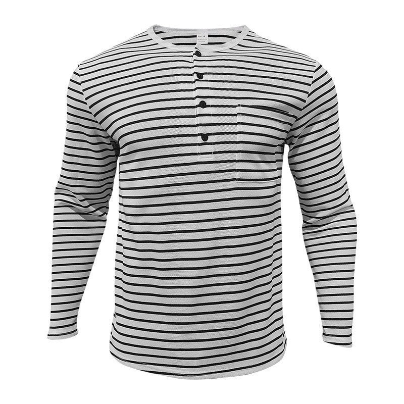 Herren Langarmshirt mit gestreiftem Design und Knopfleiste Heidi-Mode - Image 9