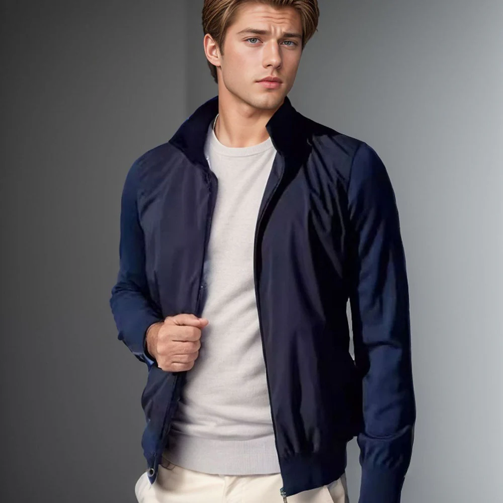 Herren lässige Sommerjacke im minimalistischen Design mit praktischen Reißverschlusstaschen Heidi-Mode - Image 6