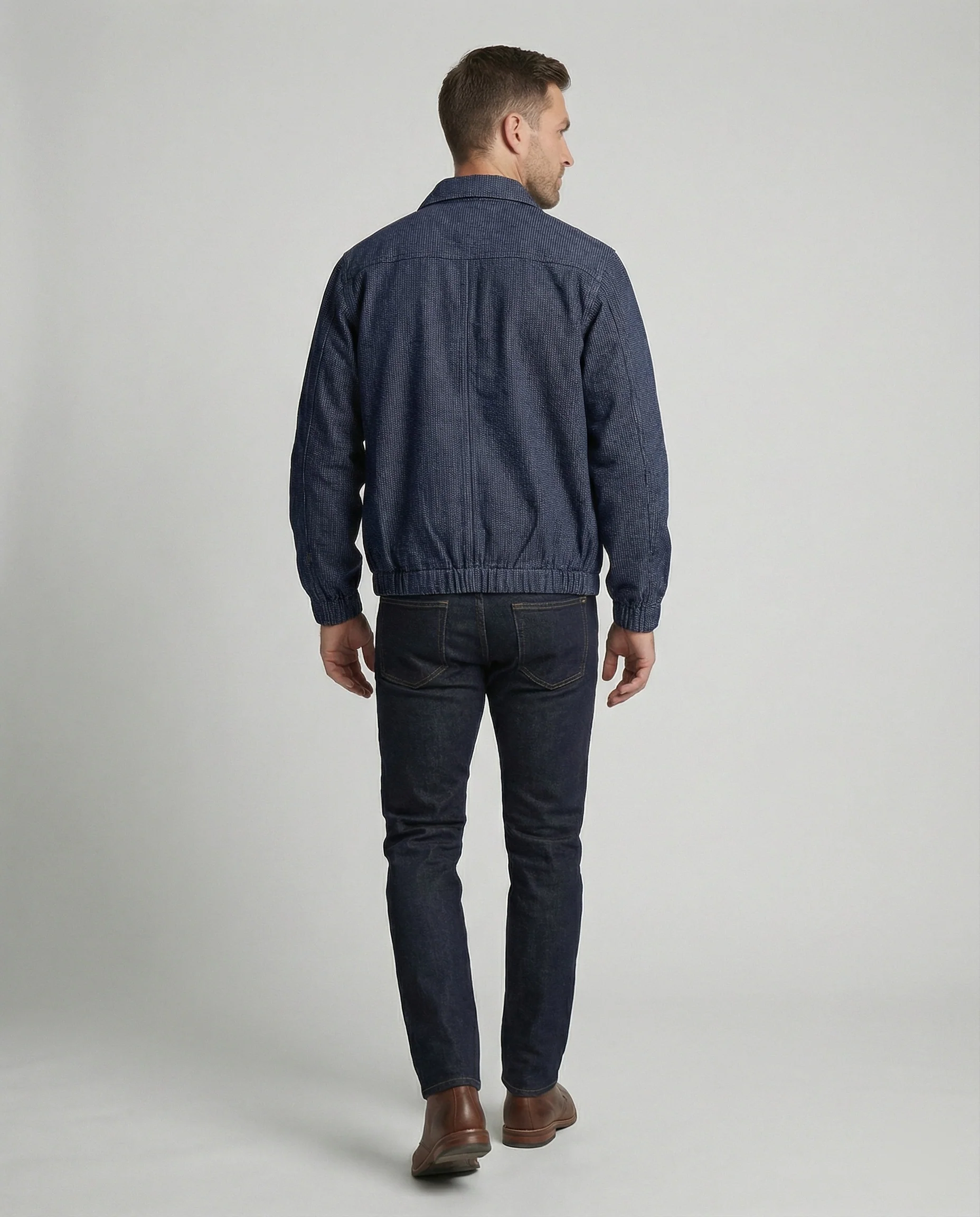 Herren lässige Webjacke mit Hemdkragen, Reißverschluss und elastischen Bündchen Heidi-Mode - Image 4