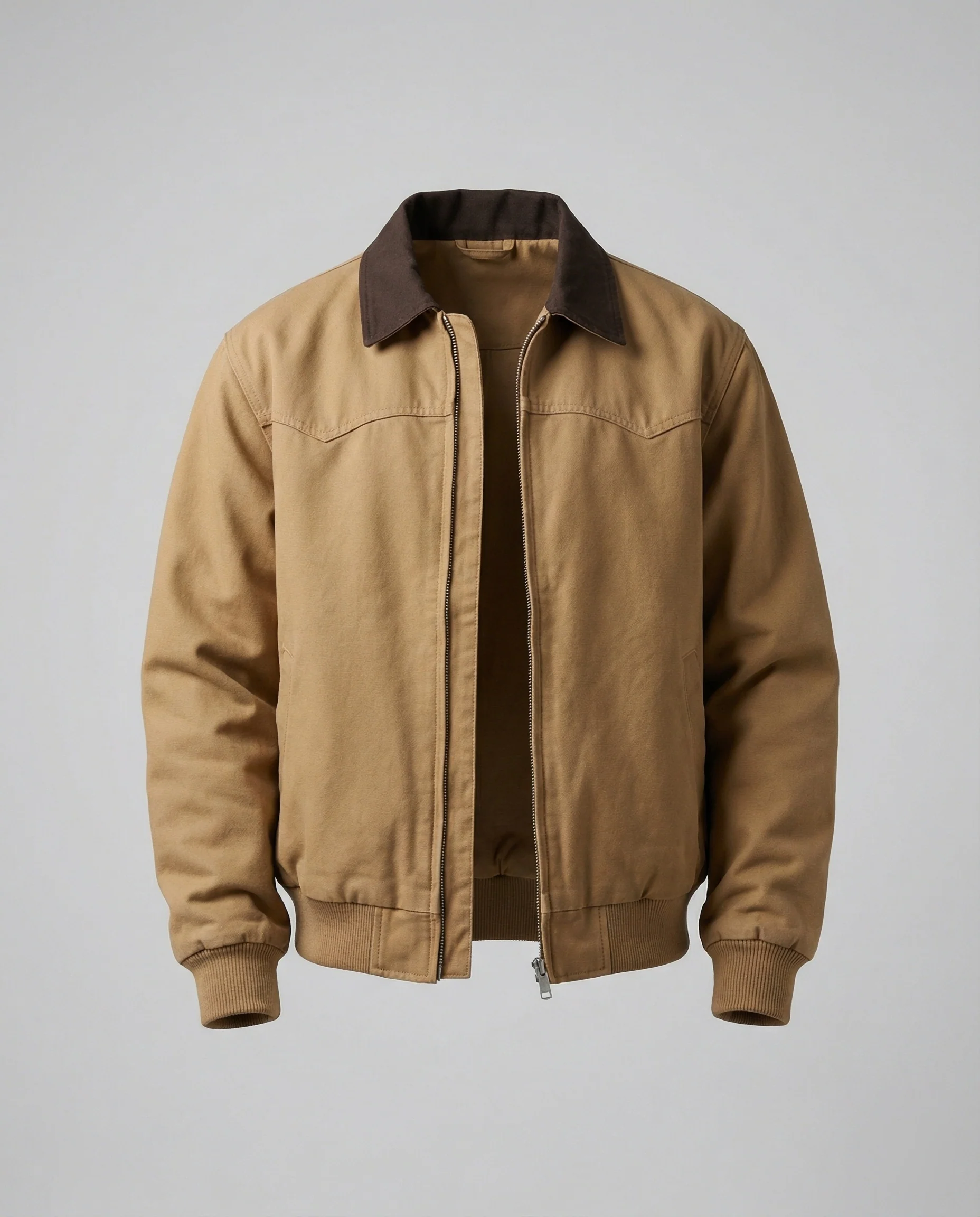 Herren lässige Workerjacke mit kontrastkragen Reißverschlussfront und Rippbündchen Heidi-Mode - Image 5
